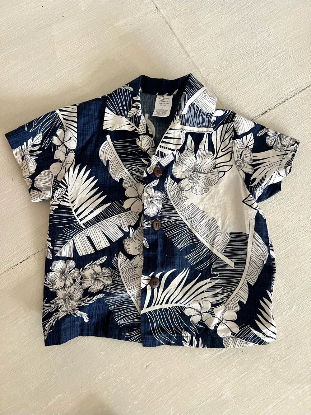 Palmwave Hawaii Toddler 2T Hawaiian Shirt Shorts Set Navy Tropical 100% cotton